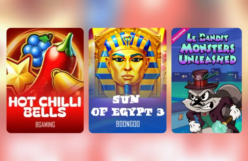 Hot Chilli Bells, Sun of Egypt i Le Bandit: Monsters Unleashed – automaty w lobby MonsterWin Casino