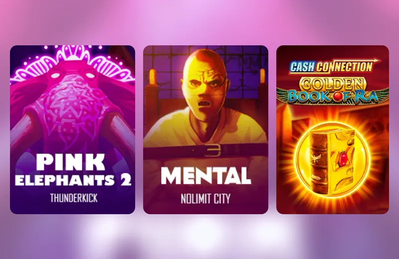Pink Elephants 2, Mental i Cash Connection: Golden Book of Ra – automaty w lobby MonsterWin Casino